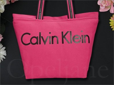 全新 Calvin Klein Shopping Bag 卡文克萊桃紅色粉紅色拉鍊側肩背包托特包購物包 愛COACH包包