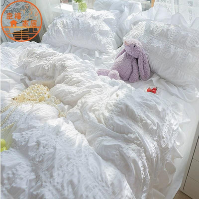 CCの屋Ins韓版 公主風 四件組 床包四件組 白色花邊 單人床包 雙人床包 床罩/床裙/被單 床包組雙人加大 單人加大床包 特