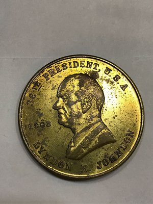 【晶晶收藏】美國 美金 美元 代幣 總統紀念幣 (第36任-林登·B·詹森)  藝術品 收藏品