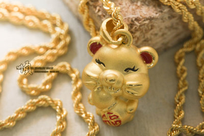 順順飾品--純金墜子--香港硬金福氣葫蘆小老鼠┃重0.39錢