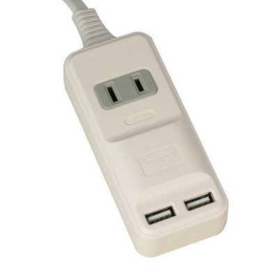 小白的生活工場*安全達人(AU1202) 2孔插座+雙USB充電座 15A延長線(180度轉向插頭)-0.6米