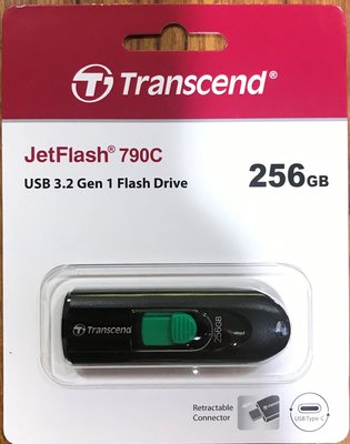 點子電腦☆北投◎Transcend 創見 JetFlash 790C 256G Type-C 隨身碟 非USB 950元