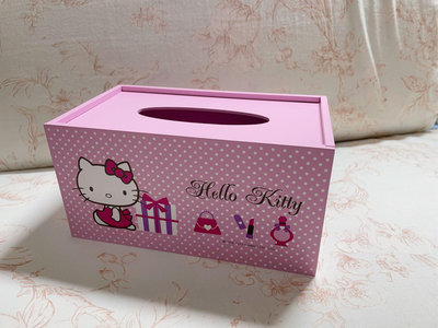 全新 三麗鷗 Hello Kitty木製衛生紙收納盒