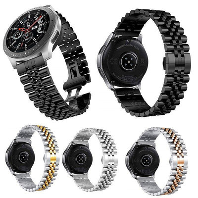 【熱賣下殺價】錶帶 手錶配件 替換錶帶 適用三星S3 active2不銹鋼五珠金屬手錶帶galaxy watch 3腕4
