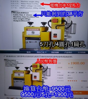 電線 剝皮機 首選台灣製造325型 / 250型 VS 中國減速機單刀 超級比一比差價67元