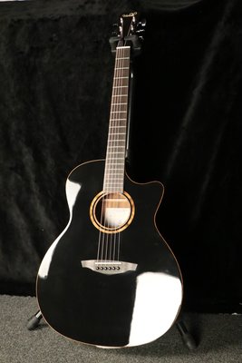 VEELAH V1-GACE 可插電 缺角 特殊平光黑色 單板 木吉他 來店有優惠