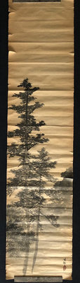 【J1435】日本畫 絹本 老畫 款：日本著名畫家榊原紫峰