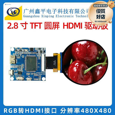 2.8寸圓屏IPS解析度480480TFT圓屏40PIN可帶HDMI轉接板子ST7701S