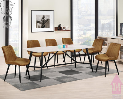 【X+Y】艾克斯居家生活館          現代餐桌椅系列-維克多 6尺岩板餐桌.不含餐椅.腳架防鏽烤漆鐵架.摩登家具