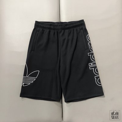 (貳柒商店) adidas Originals Outline Shorts 男款 黑色 三葉草 短褲 DV3274