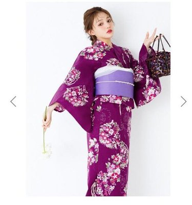 grl日本和服浴衣全棉紫色牽牛花手鞠