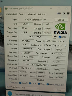 (效能不錯GeForce 7系列)+(大容量2G記憶體)宏碁GEFORCE GT 710 顯示卡