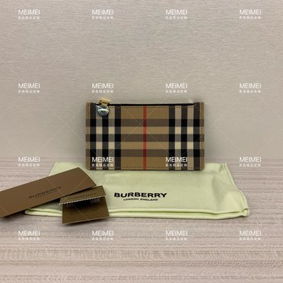 30年老店 預購 BURBERRY Vintage 格紋 皮革拉鍊 卡片夾 零錢包