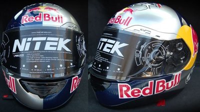 瀧澤部品 美國NiTEK P1 全罩安全帽 碳纖維 Red Bull #52 紅牛  競技選手帽 彩繪 透氣舒適 輕量