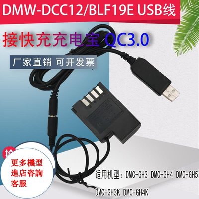 相機配件 USB線接DMW-BLF19E假電池適用松下panasonic DMW-GH3 GH4 GH5外接充電寶電源 WD014