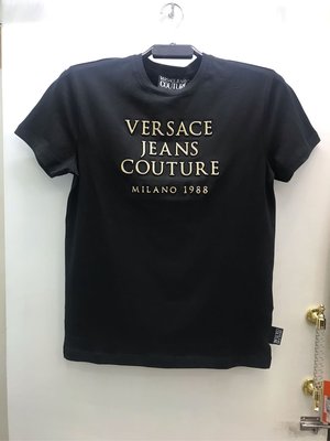 Versace jeans Couture 黑色 立體 燙金 Logo 圓領T恤 全新正品 男裝 歐洲精品