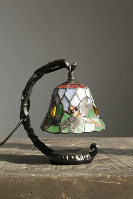 [裏山 古物] 日本古道具 手工彩繪玻璃檯燈
