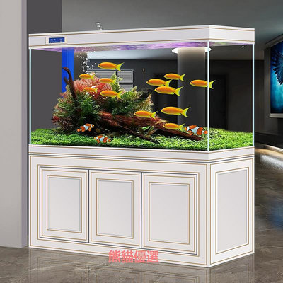 精品中式輕奢魚缸水族箱靠墻方形底過濾玻璃公司客廳家用屏風大型超白