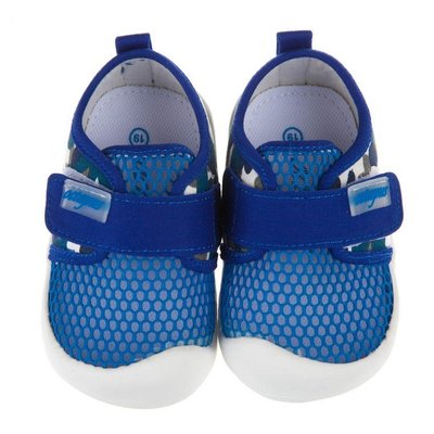 童鞋/可水洗藍色迷彩透氣網布防滑橡膠底寶寶學步鞋(13~15.5公分)H7L272B