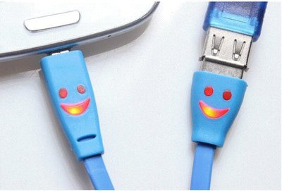 【鑫巢】發光笑臉充電/傳輸線 1M / 1公尺 / 100公分 USB to Micro USB 傳輸線 充電線 多