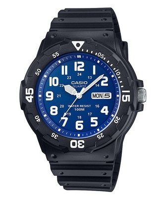 CASIO卡西歐魅力潛水風格黑框白面.黑框藍面型男運動腕錶 型號：MRW-200H-2B2VDF