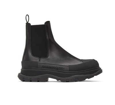 [全新真品代購] Alexander McQueen 黑色皮革 厚底 靴子 / 切爾西靴 / 休閒鞋 (麥昆)