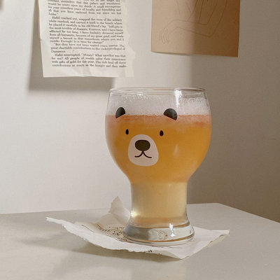 進口酒杯ins韓式可愛熊玻璃杯甜品杯冷飲杯小熊杯子啤酒酒杯個性咖啡杯