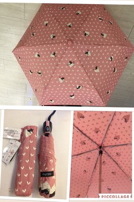 【江南小舖】正韓--韓國半愛心音符貓咪輕量自動開合折傘(雨傘)
