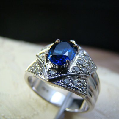 【寶儀珠寶 回饋特賣 】﹝錫蘭藍寶石鑽石戒指1.4克拉﹞#16號戒圍- 優惠價