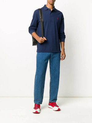 Ralph Lauren 男款 深藍色紅馬 水洗純棉長袖polo衫 798元
