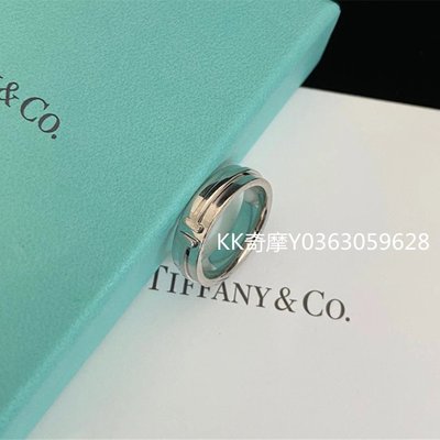 KK二手真品 Tiffany&amp;Co 蒂芙尼 Tiffany T 系列 18K白金窄式戒指 GRP09673