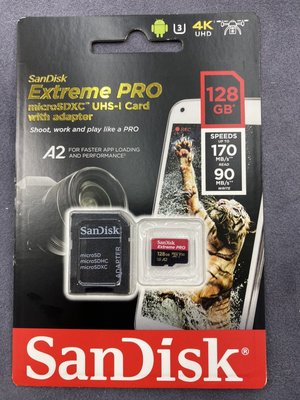 SanDisk 128GB 170MB/s Extreme Pro microSDXC U3 V30 A2 記憶卡