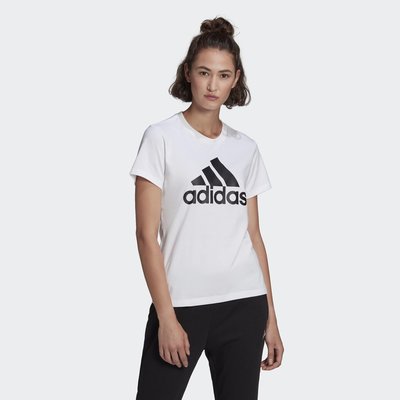 南🔥2022 8月 ADIDAS ESSENTIALS 短袖上衣 短T 高磅數 針織 LOGO 女 白黑 GL0649