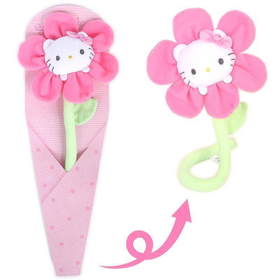 三麗鷗 Hello Kitty 髮圈 吊飾 別針 禮物袋裝飾 多用途花朵造型 可彎曲絨布造型花束吊飾
