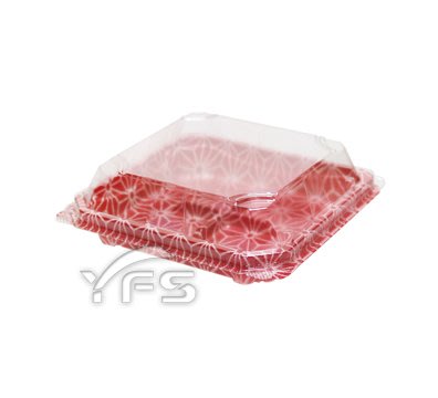 APW-4-3對折盒(紅色幾何紋) (甜點/蛋糕/麵包/麻糬/壽司/生鮮蔬果/生魚片)