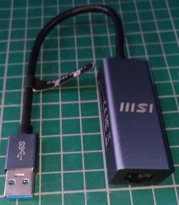 【台中自取】(有現貨) 全新 微星 MSI USB 3.1 to RJ45 adapter 轉接線 Dongle(灰)