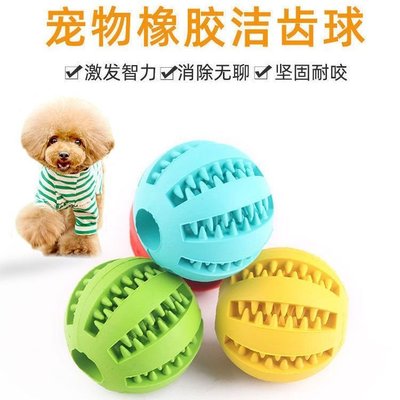 狗狗玩具漏食球耐咬磨牙金毛泰迪寵物玩具橡膠球幼犬磨牙彈力球~特價