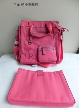 英國 REGATTA學院風刺繡包 公事包/手提包/ 斜肩包 多用途包 -粉紅色-新-附 電腦包