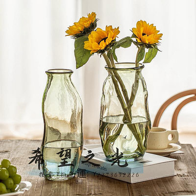 花瓶花瓶擺件客廳插花高級感玻璃透明輕奢小眾餐桌裝飾水養水培玫瑰花花器