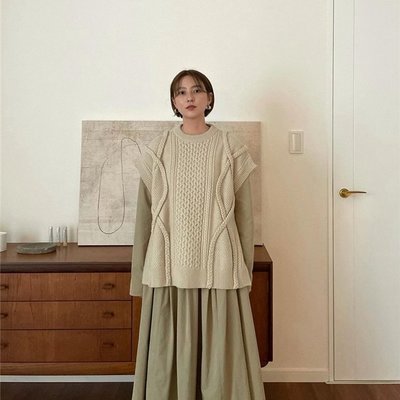 預購】日本CLANE冬21新入荷3D CABLE SLIT KNIT VEST立體麻花編織圓領側