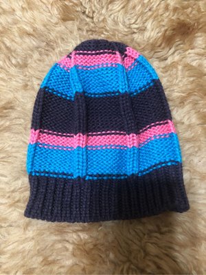 ◕‿◕｡台灣製紫粉藍毛線帽 超彈性大人小孩都能戴 MIT併色毛線帽