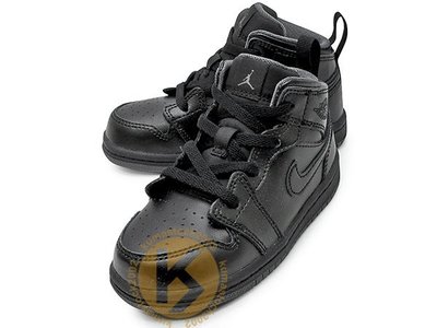 NIKE JORDAN 1 RETRO MID TD BT 幼童鞋 BABY 鞋 全黑 黑灰 AJ 640735-021