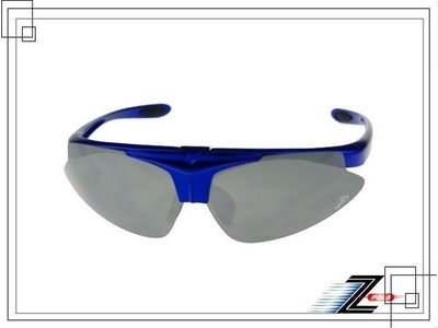 【新一代Z-POLS 旗艦款】寶藍框搭電鍍水銀黑PC防爆抗UV可配度設計運動眼鏡