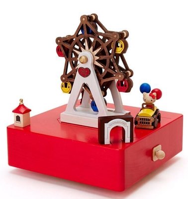 鼎飛臻坊 Hello Kitty 凱蒂貓 摩天輪造型 木製音樂盒 日本正版