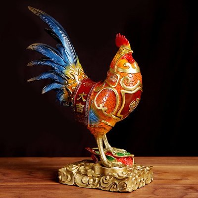 風水/開運 《卓立金雞》銅雞擺件風水生肖公雞金雞家居裝飾創意工藝品