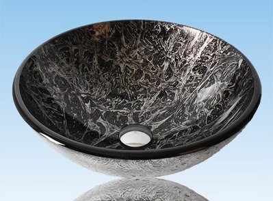 FUO衛浴:42公分 彩繪工藝 藝術強化玻璃碗公盆 (WY15074)預訂!