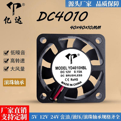 【現貨】廠家直銷DC4010滾珠12V直流24V電源鋰充3D打印機逆變器散熱小風扇