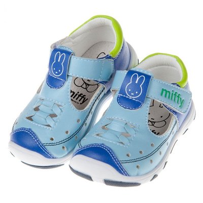 童鞋(13~16公分)Miffy米飛兔水藍色皮質護趾寶寶學步鞋L8L002B