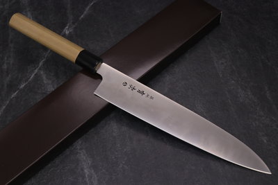 💖 有次 💖 【AUS10 朴木栗形柄 和式牛刀 24cm】日本  廚房刀具 八煌刃物