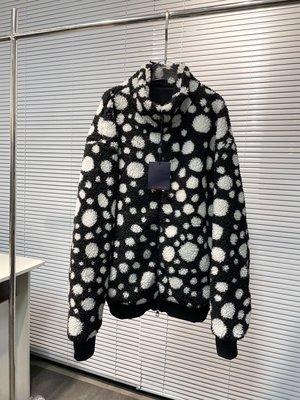 『RP精品』Louis Vuitton 路易威登LV 草間彌生聯名 白色點點 黑色絨毛外套 夾克 大衣
